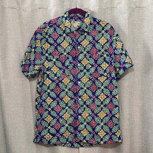 Men’s J Crew Original Sportswear Cotton ButtonUp Shirt-Sz S-Multi Color Print